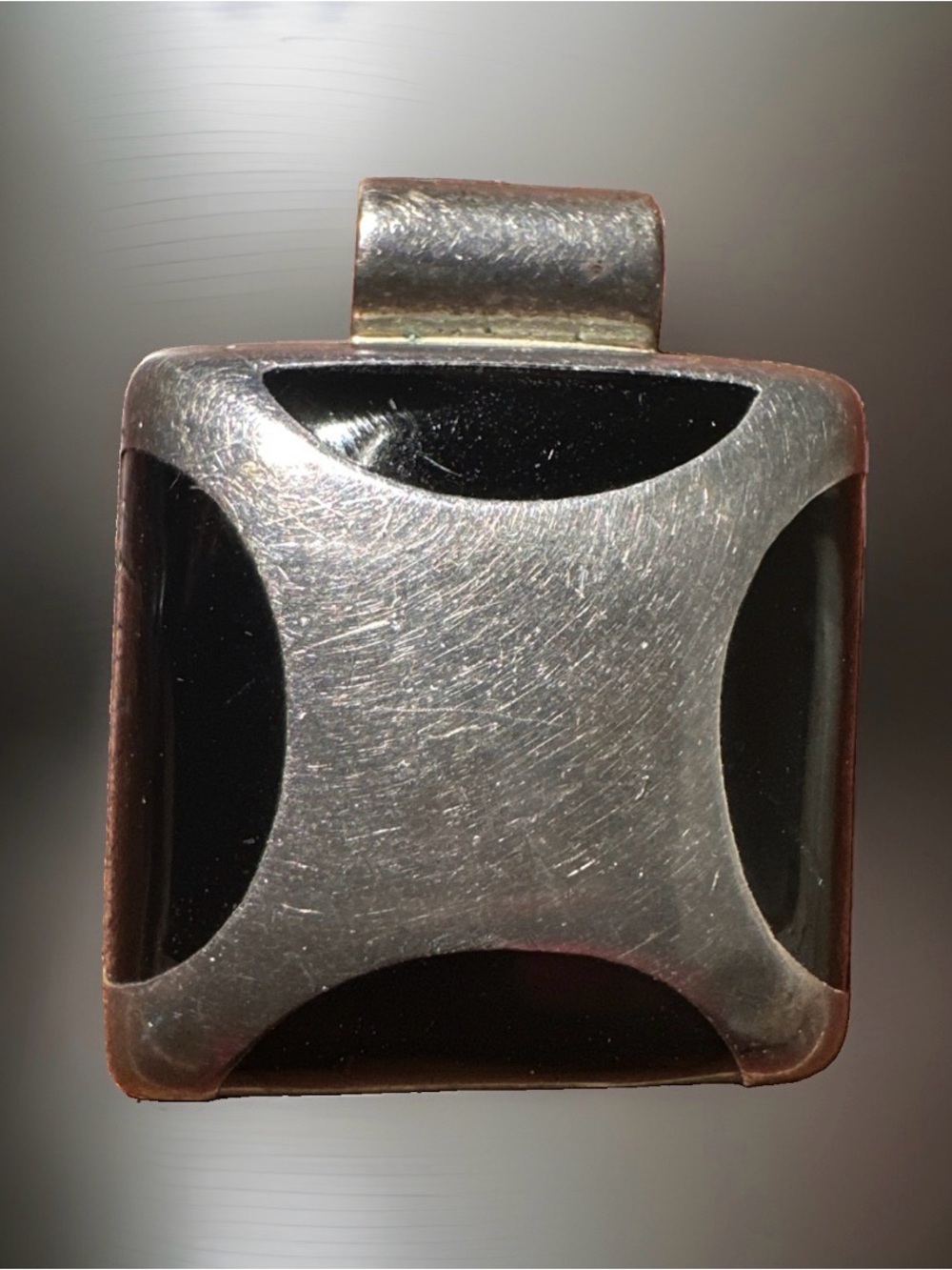 Vintage TAXCO Sterling Silver And Black Onyx Square Pendant TC-328